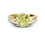 Yellow gold Fancy Yellow Round  Solitaire Diamond Ring with Channel Set Band and Bezel Prong Setting_51
