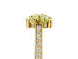Yellow gold Fancy Yellow Round  Solitaire Diamond Ring with Channel Set Band and Bezel Prong Setting_56