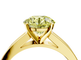 Yellow gold Fancy Yellow Round  Solitaire Diamond Ring with Channel-Set Band and Four-Prong Setting_7