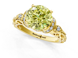 Yellow gold Fancy Yellow Round  Solitaire Diamond Ring with Filigree Band and Four-Prong Setting_1
