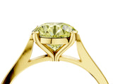 Yellow gold Fancy Yellow Round  Solitaire Diamond Ring with Four-Prong Setting and Tapered Band 4