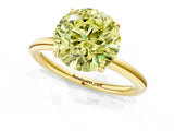 Yellow gold Fancy Yellow Round  Solitaire Diamond Ring with Four-Prong Setting on a Plain Band_20