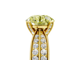 Yellow gold Fancy Yellow Round  Solitaire Diamond Ring with Milgrain Pavé Band and Four-Prong Setting_26