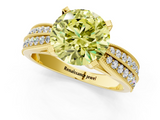 Yellow gold Fancy Yellow Round  Solitaire Diamond Ring with Milgrain Pavé Band and Four-Prong Setting_34
