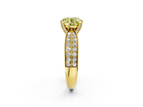 Yellow gold Fancy Yellow Round  Solitaire Diamond Ring with Milgrain Pavé Band and Four-Prong Setting_35