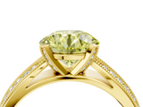 Yellow gold Fancy Yellow Round  Solitaire Diamond Ring with Milgrain Pavé Band and Four-Prong Setting_37