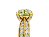 Yellow gold Fancy Yellow Round  Solitaire Diamond Ring with Milgrain Pavé Band and Four-Prong Setting_38