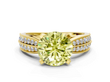Yellow gold Fancy Yellow Round  Solitaire Diamond Ring with Milgrain Pavé Band and Four-Prong Setting_50