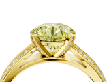 Yellow gold Fancy Yellow Round  Solitaire Diamond Ring with Milgrain Pavé Band and Four-Prong Setting_54