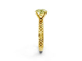Yellow gold Fancy Yellow Round  Solitaire Diamond Ring with Milgrain and Black Enamel X Pattern Band_32
