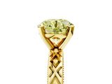 Yellow gold Fancy Yellow Round  Solitaire Diamond Ring with Milgrain and Black Enamel X Pattern Band_35