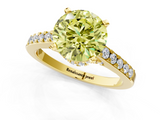 Yellow gold Fancy Yellow Round  Solitaire Diamond Ring with Pavé Band and Four-Prong Setting_1