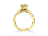 Yellow gold Fancy Yellow Round  Solitaire Diamond Ring with Pavé Band and Four-Prong Setting_3