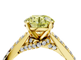Yellow gold Fancy Yellow Round  Solitaire Diamond Ring with Pavé Band and Four-Prong Setting_4