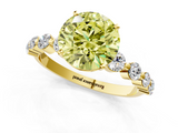 Yellow gold Fancy Yellow Round  Solitaire Diamond Ring with Pave Band and Four-Prong Setting_1