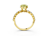 Yellow gold Fancy Yellow Round  Solitaire Diamond Ring with Pave Band and Four-Prong Setting_3