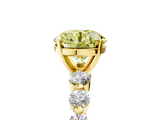 Yellow gold Fancy Yellow Round  Solitaire Diamond Ring with Pave Band and Four-Prong Setting_5