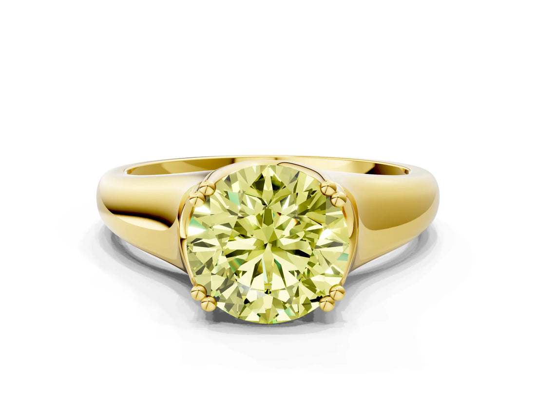 Yellow gold Fancy Yellow Round  Solitaire Diamond Ring with Six-Prong Cathedral Setting_32