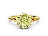 Yellow gold Fancy Yellow Round  Solitaire Diamond Ring with Six-Prong Setting and Tapered Band