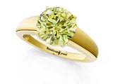 Yellow gold Fancy Yellow Round  Solitaire Diamond Ring with Tapered Band and Four-Prong Setting_30