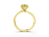 Yellow gold Fancy Yellow Round  Solitaire Diamond Ring with Thin Band and Four-Prong Setting_3