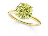 Yellow gold Fancy Yellow Round  Solitaire Diamond Ring with a Classic Band and Four-Prong Setting 2