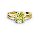 Yellow gold Fancy Yellow Round  Solitaire Diamond Twisted Band with Four-Prong Setting