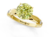 Yellow gold Fancy Yellow Round  Solitaire Diamond Twisted Band with Four-Prong Setting_1