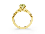 Yellow gold Fancy Yellow Round  Solitaire Diamond Twisted Band with Four-Prong Setting_3