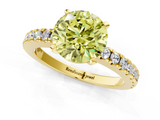 Yellow gold Fancy Yellow Round  Solitaire Diamond with Pavé Band and Four-Prong Setting_1
