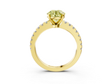 Yellow gold Fancy Yellow Round  Solitaire Diamond with Pavé Band and Four-Prong Setting_3
