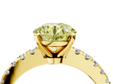 Yellow gold Fancy Yellow Round  Solitaire Diamond with Pavé Band and Four-Prong Setting_4