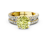 Yellow gold Fancy Yellow Round  Solitaire Diamond with Pave and Channel Set Band