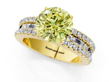 Yellow gold Fancy Yellow Round  Solitaire Diamond with Pave and Channel Set Band_1