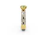 Yellow gold Fancy Yellow Round  Solitaire Diamond with Pave and Channel Set Band_2