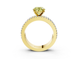 Yellow gold Fancy Yellow Round  Solitaire Diamond with Pave and Channel Set Band_3