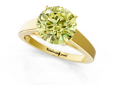 Yellow gold Fancy Yellow Round  Solitaire Engagement Ring with Four-Prong Setting and Tapered Band_4