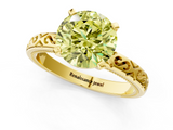 Yellow gold Fancy Yellow Round  Solitaire Engagement Ring with Scrollwork Band and Four-Prong Setting_1