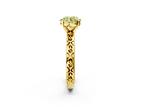 Yellow gold Fancy Yellow Round  Solitaire Engagement Ring with Scrollwork Band and Four-Prong Setting_2