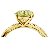 Yellow gold Fancy Yellow Round  Solitaire Engagement Ring with Scrollwork Band and Four-Prong Setting_4