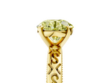 Yellow gold Fancy Yellow Round  Solitaire Engagement Ring with Scrollwork Band and Four-Prong Setting_5