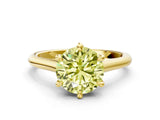 Yellow gold Fancy Yellow Round  Solitaire Engagement Ring with Six-Prong Setting and Classic Band 1