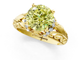 Yellow gold Fancy Yellow Round  Solitaire Filigree Engagement Ring with Halo and Prong Setting_1