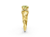 Yellow gold Fancy Yellow Round  Solitaire Filigree Engagement Ring with Halo and Prong Setting_2