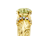 Yellow gold Fancy Yellow Round  Solitaire Filigree Engagement Ring with Halo and Prong Setting_5