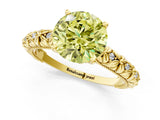 Yellow gold Fancy Yellow Round  Solitaire Floral Milgrain Engagement Ring_32
