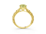 Yellow gold Fancy Yellow Round  Solitaire Floral Milgrain Engagement Ring_34