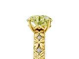 Yellow gold Fancy Yellow Round  Solitaire Floral Milgrain Engagement Ring_36