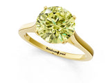 Yellow gold Fancy Yellow Round  Solitaire Heart Prong Engagement Ring with Tapered Band_36