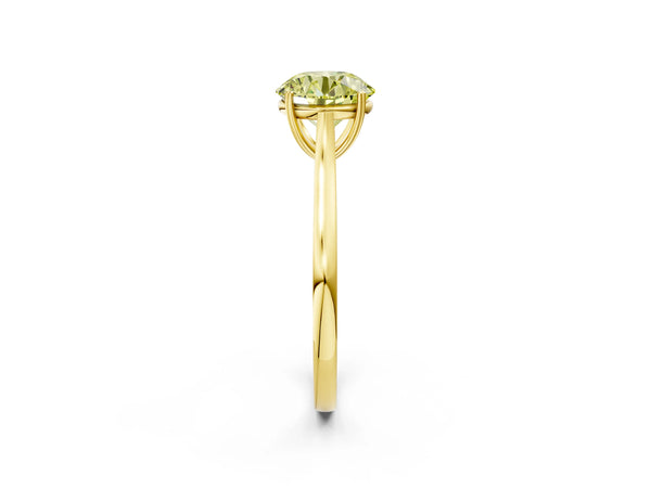 Yellow gold Fancy Yellow Round  Solitaire Heart Prong Engagement Ring with Tapered Band